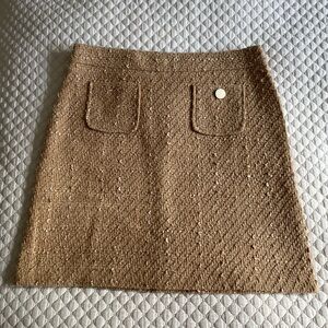 Stylish Tan Tweed Mini Skirt